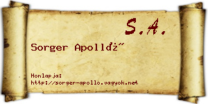 Sorger Apolló névjegykártya